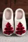 白色毛绒圣诞树图案时尚家居拖鞋