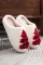 白色毛绒圣诞树图案时尚家居拖鞋