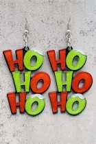 绿色 HO HO HO 圣诞吊坠耳环