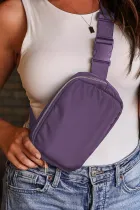紫色防水拉链斜挎胸包20*5*14cm