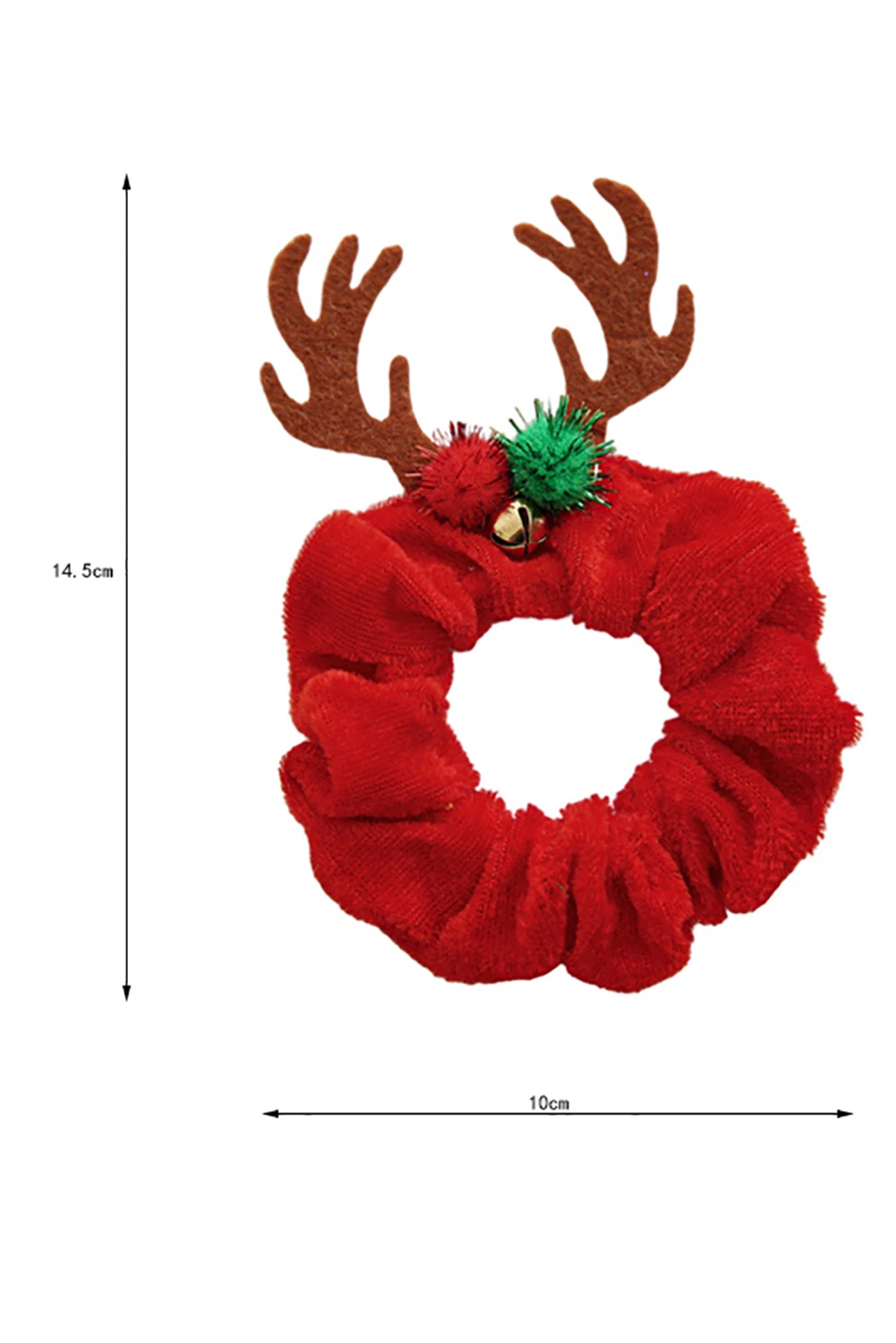 火红色圣诞麋鹿角小铃铛发饰发圈 BH042858
