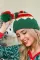 绿色圣诞拼色绒球针织帽