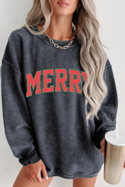 灰色 MERRY 图案凸纹套头衫