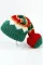 绿色圣诞拼色绒球针织帽