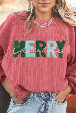 草莓粉色 MERRY Christmas 休闲套头衫