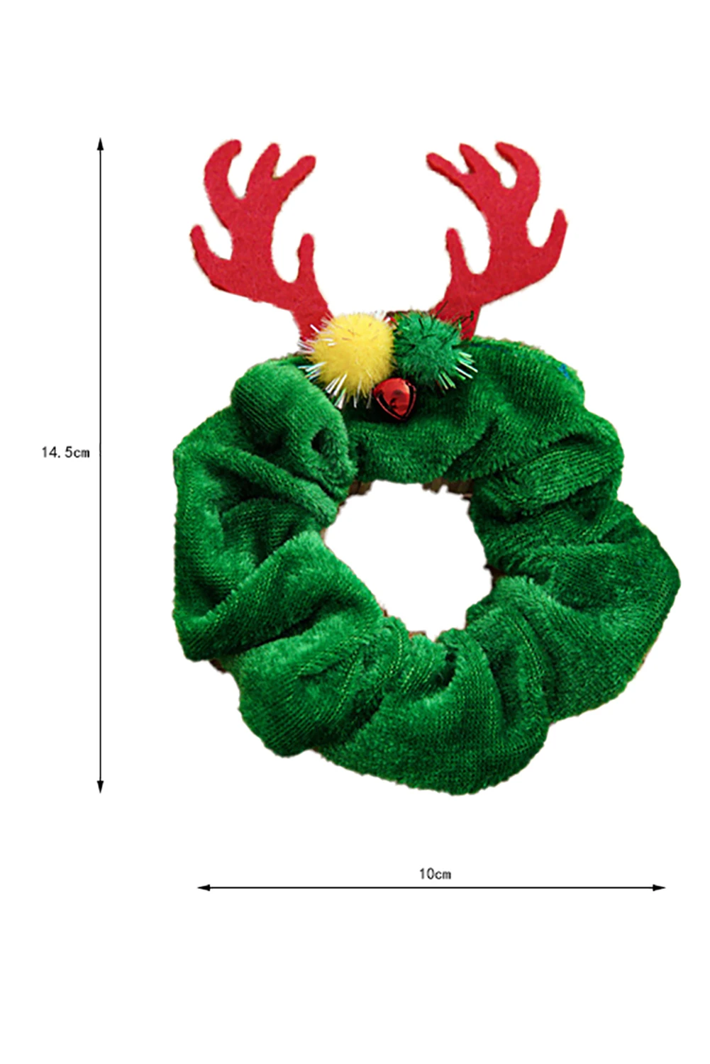 深绿色圣诞麋鹿角小铃铛发圈 BH042858