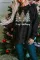 黑色圣诞快乐豹纹树图案套头衫