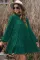 绿色泡泡袖小高领分层连衣裙