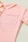 粉色酸洗华夫格针织短袖纽扣衬衫