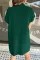 绿色贴袋罗纹针织短袖毛衣连衣裙