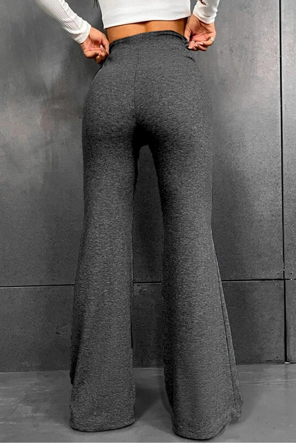 灰色纯色V字裤喇叭运动裤 LC265185