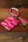 玫瑰红情人节时尚PU卡包钥匙扣带硅胶手链
