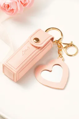 杏粉色口红袋钥匙扣