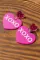 玫瑰红情人节XOXO印花双心形耳环