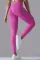 亮粉色纯色无缝V型腰带运动打底裤