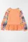 橙色波西米亚佩斯利混合印花插肩袖荷叶边衬衫