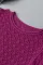 紫罗兰色荷叶边短袖纹理针织毛衣