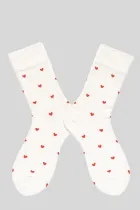 白色情人节心形图案棉袜