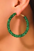深绿色圣帕特里克时尚大胆亮片环形耳环