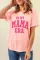粉色 IN MY MAMA ERA 圆领图案 T 恤