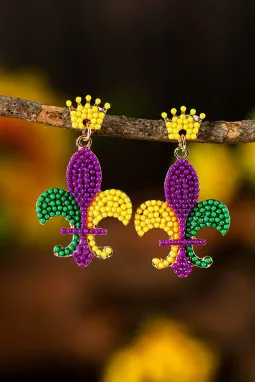 紫色狂欢节串珠耳环