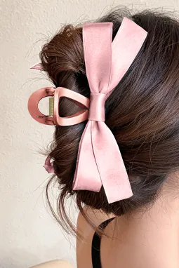 粉色蝴蝶结装饰大号发夹
