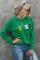 绿色 St Patricks LUCKY 雪尼尔刺绣图案套头衫