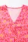 粉色豹纹 V 领短袖衬衫