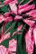 绿色大码平行绉缝荷叶边花卉连衣裙