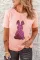 粉色亮片豹纹兔子复活节图案 T 恤