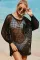 黑色渔网镂空长袖沙滩罩衫