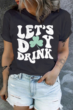 黑色 LETS DAY DRINK 图案加 T 恤