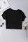 黑色渔网针织罗纹圆领短袖毛衣 T 恤