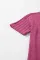 亮粉色罗纹拼接袖圆领T恤