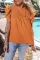 西柚橙色抽褶荷叶袖衬衫