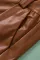 棕色人造皮革褶裥休闲短裤