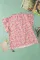粉色大码花卉印花荷叶袖衬衫