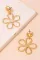 金色复古镂空花朵珍珠装饰耳钉