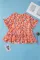 橙色花卉印花荷叶边袖曲线娃娃装衬衫