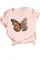 粉色蝴蝶印花短袖图案 T 恤