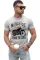 灰色 MOTORCYCLE 字母图案印花短袖男士 T 恤