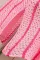 粉色条纹钩针宽松 V 领沙滩罩衫