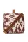 浅法式米色几何编织印花带手柄化妆包