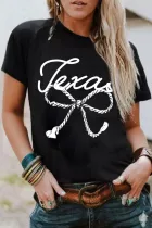 黑色 Texas 蝴蝶结印花圆领 T 恤
