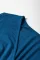 孔雀蓝色短袖平行绉缝高腰 V 领超长连衣裙