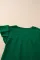 深绿色纯色纹理褶裥飘袖衬衫