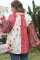 粉色多色花卉拼布平行绉缝袖口纽扣衬衫