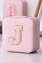 粉色便携式首字母 J 首饰盒
