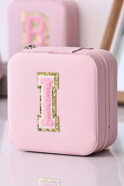 粉色便携式首字母首饰盒