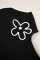 黑色花朵刺绣毛衣 T 恤